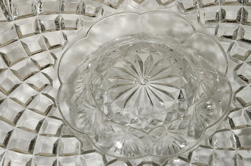 Schale aus gepresstem Glas mit Fuß, im Ananas-Stil von Smith Glass, 30 x 4 cm, Vintage – tafelaccessoires (photo 2 of 5)
