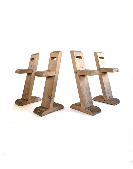 Image 1 of 4x tabourets de bar sculpturaux '80