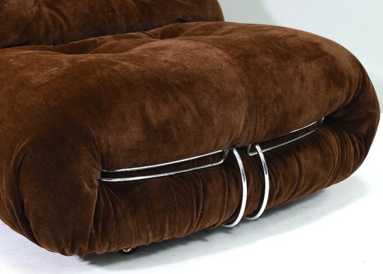 Image 1 of Silla Soriana en mohair marrón chocolate original de Tobia Scarpa para Cassina, Italia, circa 1960