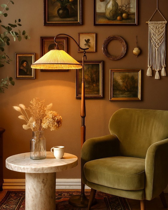 Image 1 of Osvaldo Borsani adjustable floor lamp brass & cherry wood 1950s