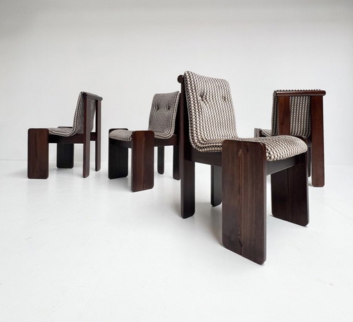 Ensemble de 4 chaises italiennes brutalistes des années 1960