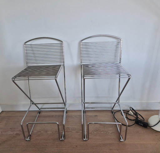 Set di 2 sgabelli da bar Till Behrens, anni '80, postmoderno