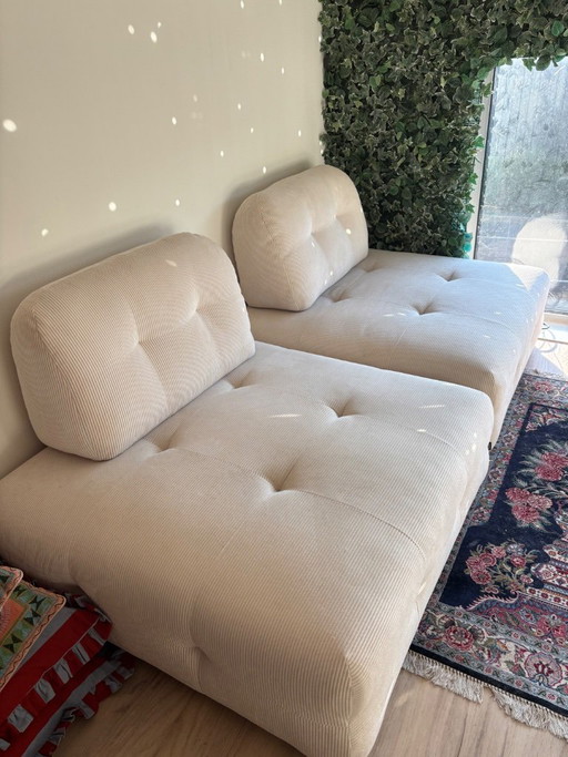 Modulares Sofaelement, creme/weißer Cord – 2 Elemente