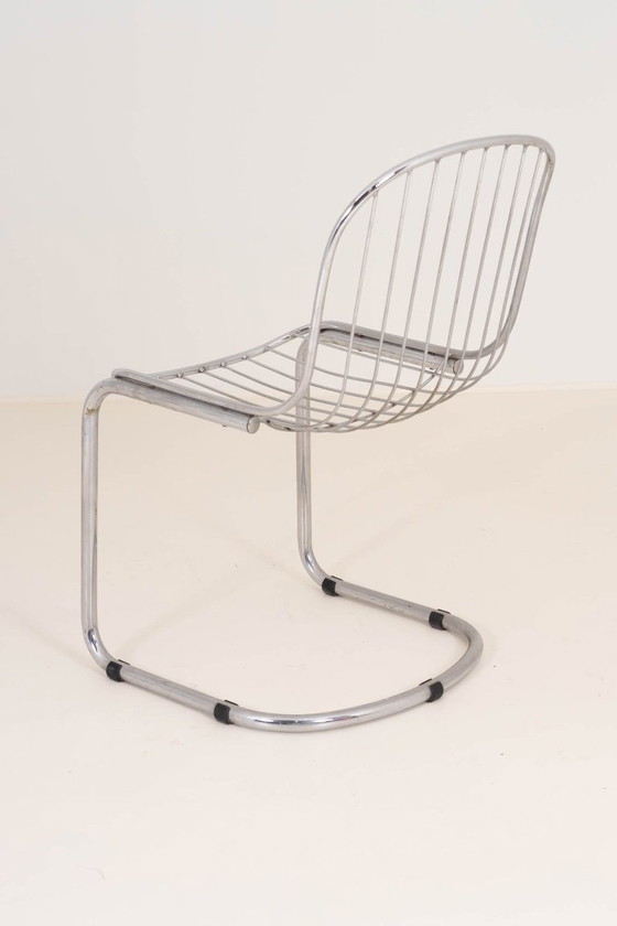 Image 1 of Set di 6 sedie da pranzo vintage in filo di ferro cromato