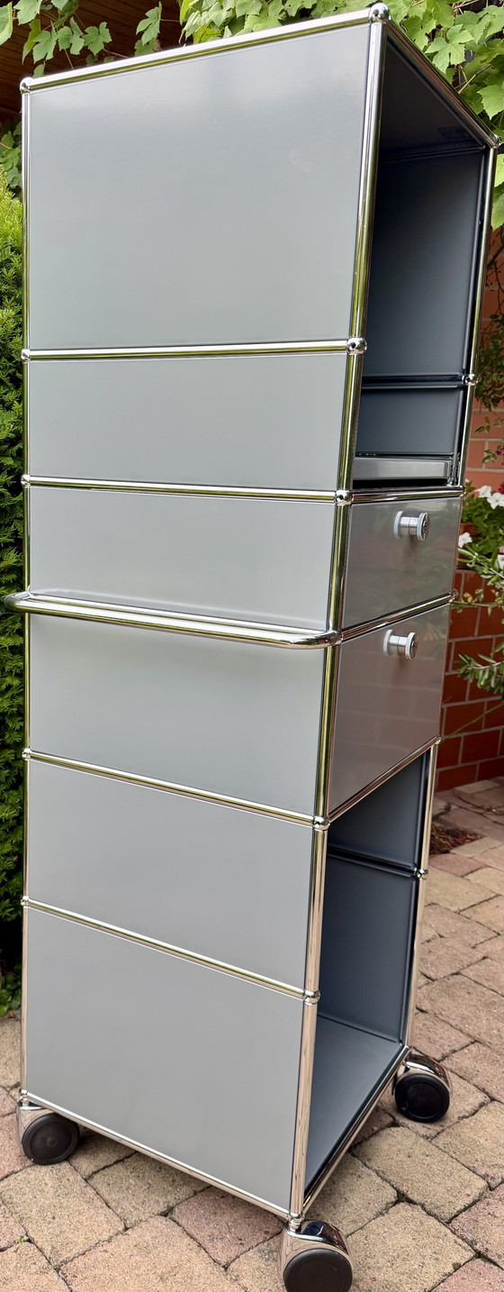 Originele USM Haller koffiebar/highboard (middengrijs) – High boards, Metal, Chrome (photo 2 of 9)