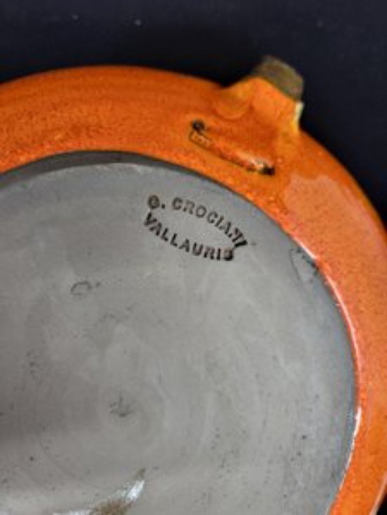 Image 1 of Sopera de cerámica Gérard Crociani Naranja Francia Vallauris Costa Azul