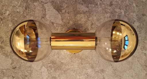 10X Staff Original 1970s Double Ball Wall Lamps Gold-plated