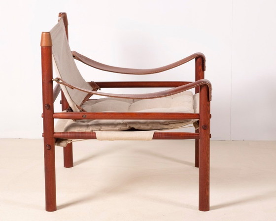 Image 1 of Fauteuil Sirocco d'Arne Norell en frêne et toile, Suède des années 1960