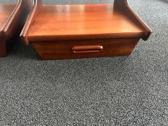 Vintage Teak Floating Nightstands, Webe, Wood, Brown (photo 9 of 13)