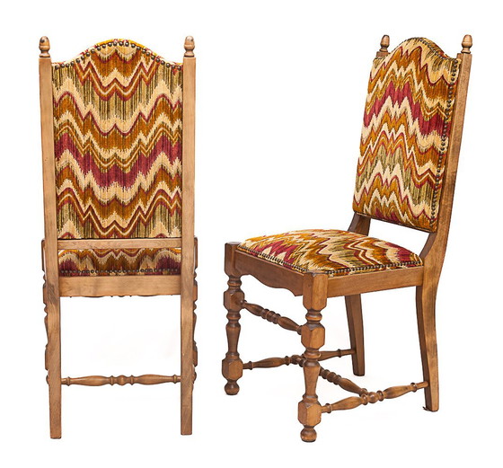 Image 1 of Set de 6 chaises hautes, tissu Missoni,1950