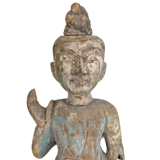 Statua birmana in legno antica del XIX secolo – Policroma – 34cm – Sculture, Wood (photo 10 of 10)