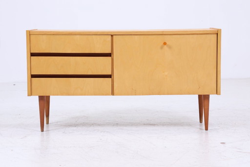 Vintage chest of drawers 60s | Mid - Century lowboard | Retro cabinet wood storage #06-15