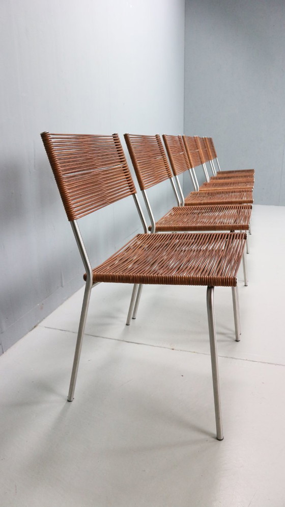 Image 1 of Satz von 6 Esszimmerstühlen "Miss B" von Tito Agnoli für Bonacina, Italien