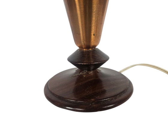 Image 1 of Art Deco - Tischlampe - Kupfer - Teakholz - 1950er Jahre