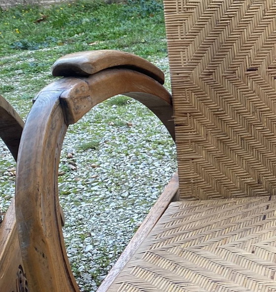 Image 1 of Paar koloniale Art Deco-fauteuils in rotan en teak