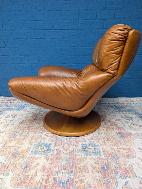 Image 1 of Vintage leather swivel armchair, 1970s