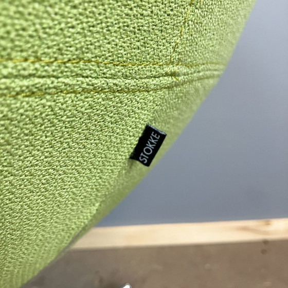 Image 1 of Midcentury lounge chair "Planet" by Stokke, chrome and lime green fabric upholstery