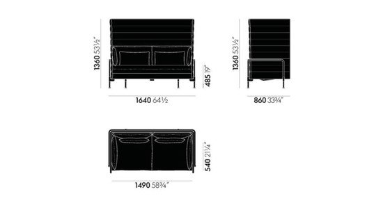 Vitra Alcove Highback Divano 2 posti – Bouroullec – Crema / Cromo – Divani 2 posti, Textile (photo 6 of 6)