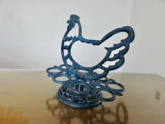 Huevera de hierro fundido esmaltado en azul, para 8 huevos, Francia, 1950 – Objetos decorativos, Cast Iron (photo 6 of 12)