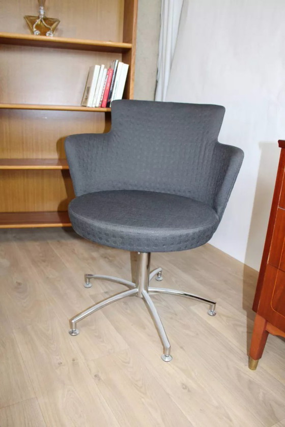 Image 1 of Vintage swivel armchair in axelson grey fabric for 2014 suede upholstery