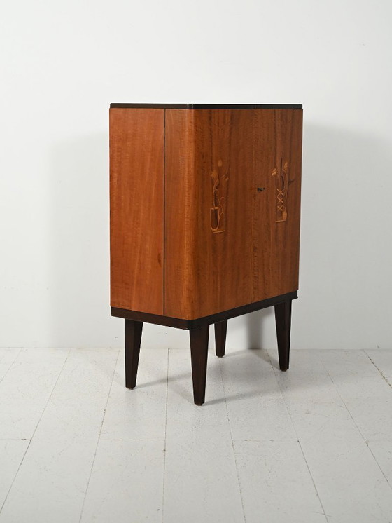 Image 1 of Scandinavian 1940s bar cabinet with inlays