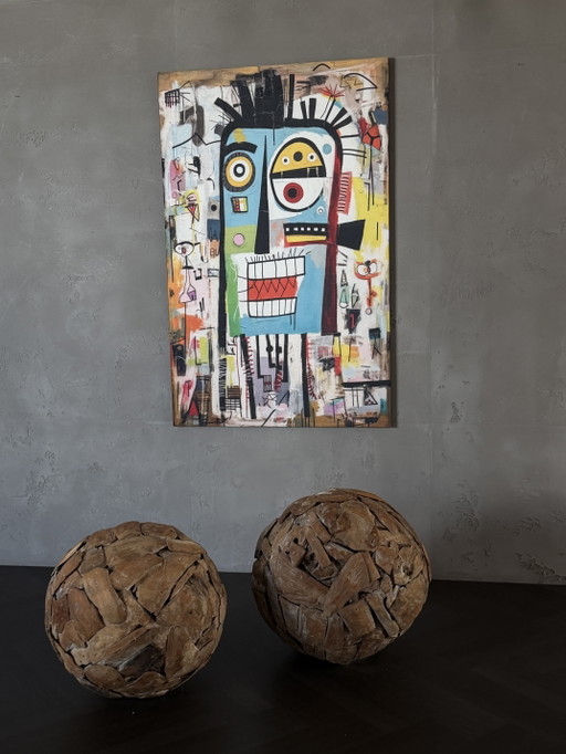 Lámina artística sobre terciopelo (inspirada en Basquiat) 140 x 90 cm