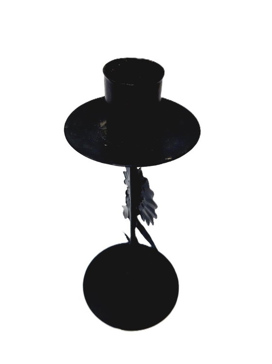 Image 1 of Vintage smeedijzeren kaarsenhouder, 16 cm