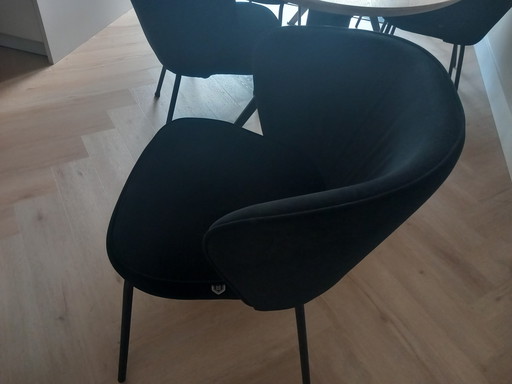 3 Eetkamerstoelen BePureHome Zwart Fluweel Type Admit