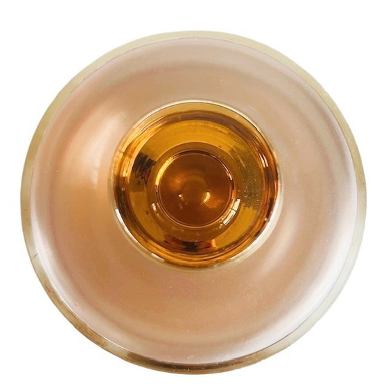 Image 1 of Bomboniera Artdeco in vetro rosa salmone oro 1950