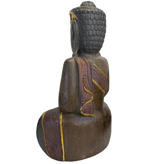 Monumental Vintage Balinese Hand-Carved Wooden Jina Buddha – Monolithic Hardwood (60.5 cm / 7.1 kg) (photo 6 of 11)