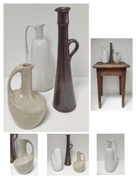 Image 1 of three soliflore vases stoneware ceramic vintage porcelain