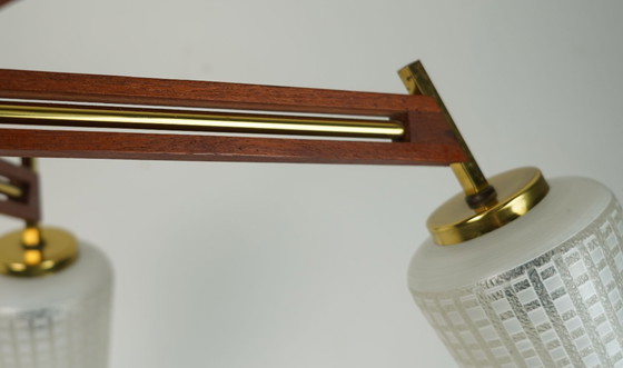 Image 1 of Lámpara de techo Sputnik de 8 luces, mediados de siglo, de teca, latón y vidrio, de la década de 1960