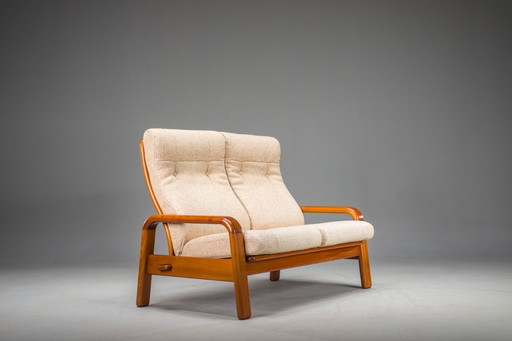  Mid Century Modernes dänisches Zweisitzer-Sofa aus Teakholz, 1960er Jahre