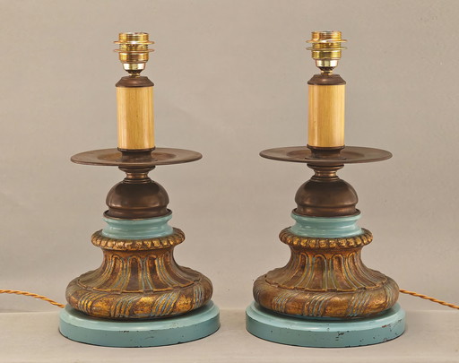 A pair of vintage Florentine lamp bases