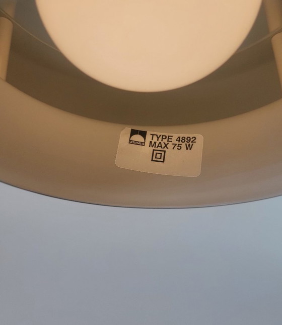 Image 1 of Vintage Deense schalenlamp van Lyskaer Belysning in messing kleur