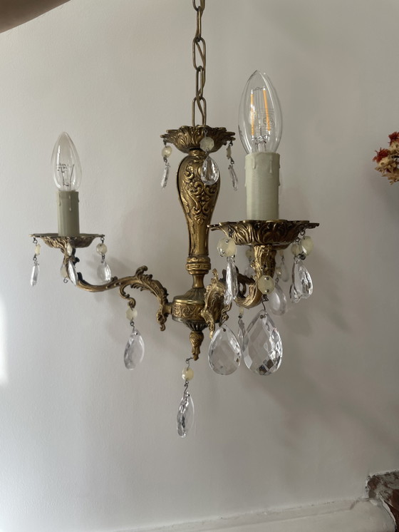 Image 1 of Lampadario a 3 bracci con nappe in ottone