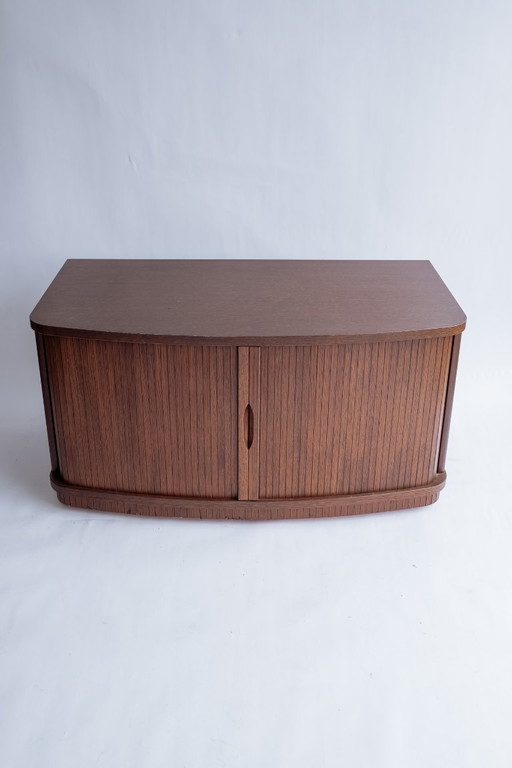 Vintage sideboard with tambour doors on wheels