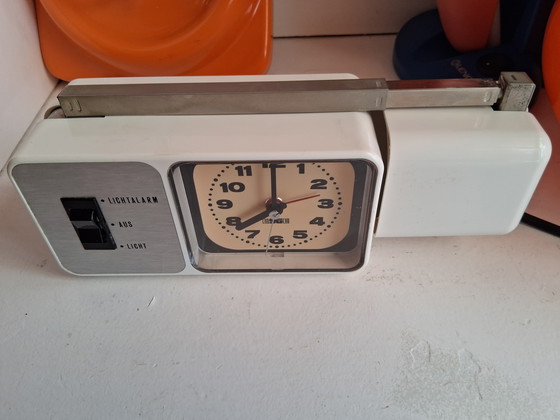 Image 1 of Réveil vintage Esge avec lampe d'alarme pliable, 1960 lampe télescopique