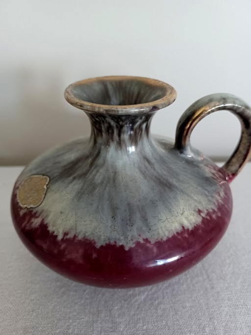 West German studio ceramics vase. Gradient / oxblood glaze. Mid-Century.