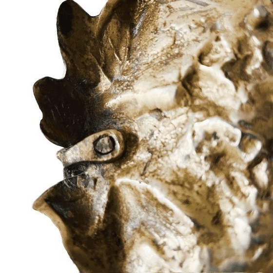 Image 1 of Cuenco antiguo de latón Art Nouveau con hojas de parra de mimbre, década de 1900