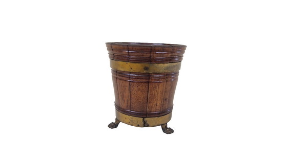 Image 1 of Antique Mahogany Jardinière Planter | Victorian Brass Cachepot, c.1850