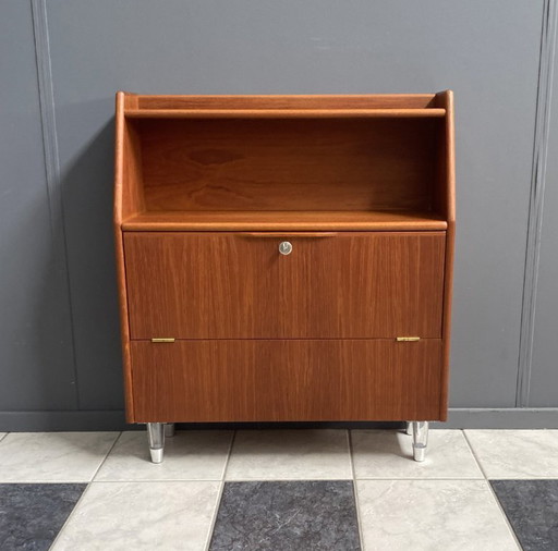 Teak tall sideboard on lucite legs 1960s