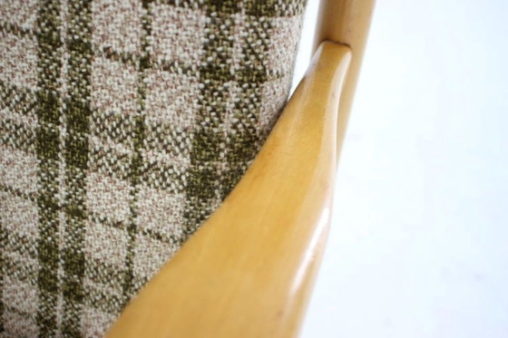 Image 1 of 1960s Rare Mid-Century Modern Beech Wing Armchair by ÚLUV, Czechoslovakia