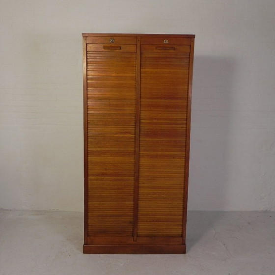 Image 1 of Cassonetto avvolgibile in rovere con 2 ante, altezza 180 cm, anni '50