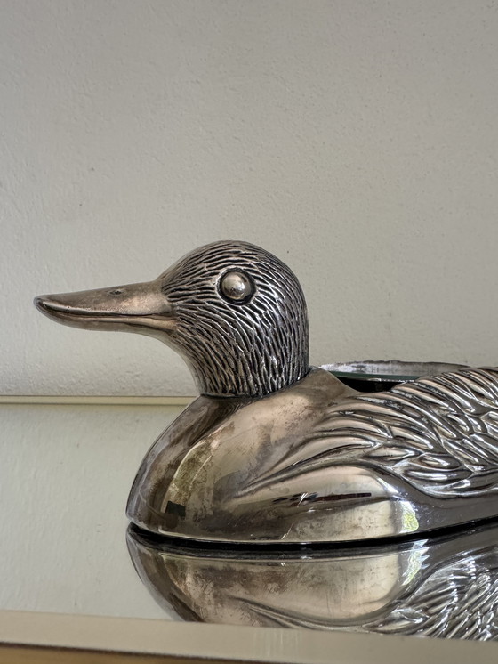 Image 1 of Gänseleberplatte zoomorph versilbertes Metall