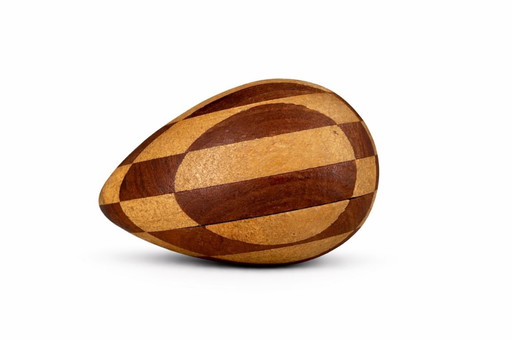 Vintage houten sculptuur, eivormig, in Weense werkplaatsstijl – Koloman Moser / Therese Trethan Art