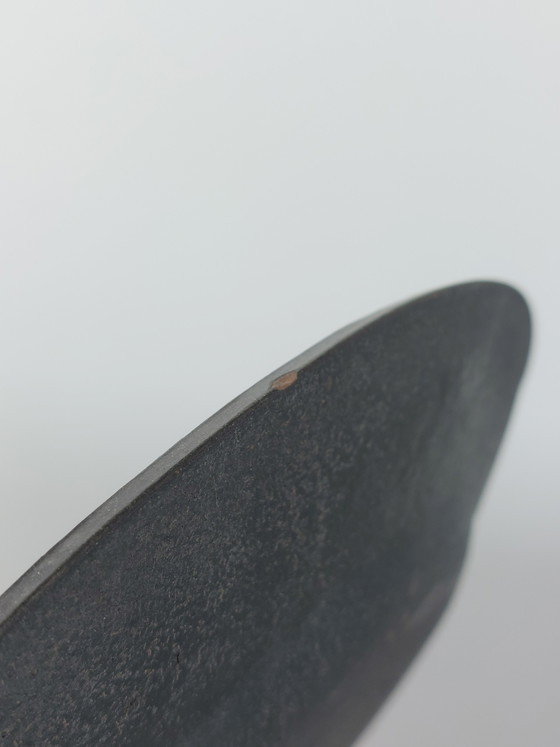 Image 1 of Brutalist Mid Century Vanitas Ceramic Plate with Silver Oxide Glaze