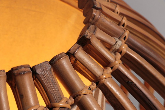 Image 1 of Midcentury Floor Lamp Rattan, Bamboo and Fabric Franco Albini, Italy 1960s