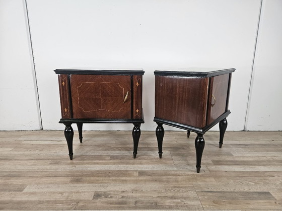 1960s Mahogany Burl Nightstands With Glass Tops – Wood (photo 2 of 20)