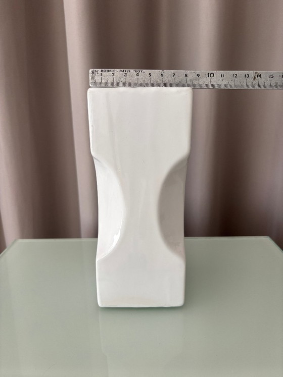 Vintage Sculptural White Ceramic Vase | Postmodern / Memphis Style (photo 8 of 8)